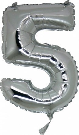 Beş rakam Numara gri gümüş folyo İthal kaliteli 14 inc 38 cm folyo balon