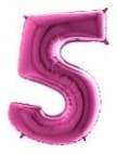 Beş Rakam Pembe Fuşya folyo rakam balon 40 inch 100 cm