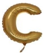 C harfi altın gold folyo balon süper kalite 14 inc 38 cm