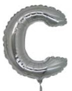 C harfi Gümüş Gri folyo balon süper kalite 14 inc 38 cm
