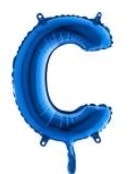 C harfi Mavi Folyo balon süper kalite 14 inc 38 cm