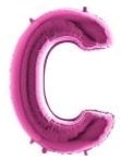 C harfi Pembe Fuşya folyo harf balon 40 inch 100 cm