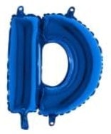 D harfi Mavi Folyo balon süper kalite 14 inc 38 cm