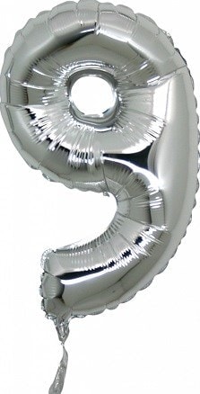 Dokuz rakam Numara gri gümüş folyo İthal kaliteli 14 inc 38 cm folyo balon
