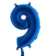 Dokuz rakam Numara Mavi folyo Balon İthal kaliteli 14 inc 38 cm folyo balon