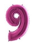 Dokuz Rakam Pembe Fuşya folyo rakam balon 40 inch 100 cm