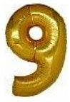 Dokuz Rakam Sarı Altın Gold folyo rakam balon 40 inch 100 cm