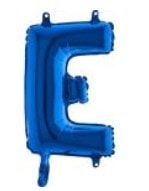 E harfi Mavi Folyo balon süper kalite 14 inc 38 cm