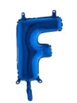 F harfi Mavi Folyo balon süper kalite 14 inc 38 cm