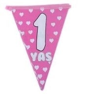 flama 1 yaş pembe kız parti malzemesi