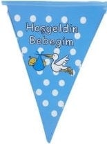 Hoşgeldin bebeğim flaması mavi erkek bebek parti malzemesi