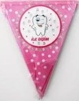 İlk dişim flama pembe kız bebek parti malzemesi