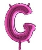 G harfi Fuşya Ruby folyo balon süper kalite 14 inc 38 cm