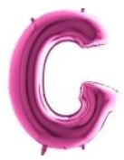 G harfi Pembe Fuşya folyo harf balon 40 inch 100 cm