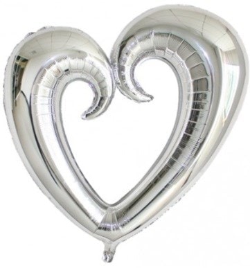 Gümüş Gri içi boş kalp folyo balon 80 cm