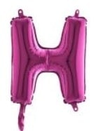 H harfi Fuşya Ruby folyo balon süper kalite 14 inc 38 cm
