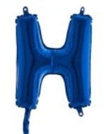 H harfi Mavi Folyo balon süper kalite 14 inc 38 cm