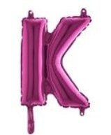 K harfi Fuşya Ruby folyo balon süper kalite 14 inc 38 cm