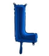 L harfi Mavi Folyo balon süper kalite 14 inc 38 cm