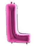 L harfi Pembe Fuşya folyo harf balon 40 inch 100 cm