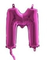 M harfi Fuşya Ruby folyo balon süper kalite 14 inc 38 cm