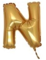 N harfi altın gold folyo balon süper kalite 14 inc 38 cm