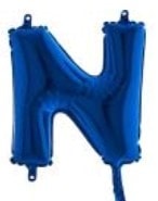 N harfi Mavi Folyo balon süper kalite 14 inc 38 cm