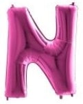 N harfi Pembe Fuşya folyo harf balon 40 inch 100 cm