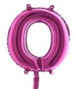 O harfi Fuşya Ruby folyo balon süper kalite 14 inc 38 cm