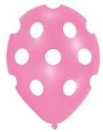 Pembe zemine beyaz Puantiyeli baskılı 12 inc balon