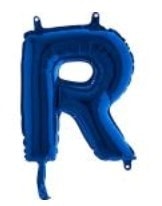 R harfi Mavi Folyo balon süper kalite 14 inc 38 cm