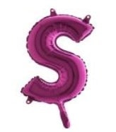 S harfi Fuşya Ruby folyo balon süper kalite 14 inc 38 cm