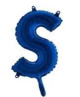 S harfi Mavi Folyo balon süper kalite 14 inc 38 cm