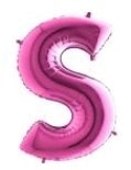 S harfi Pembe Fuşya folyo harf balon 40 inch 100 cm