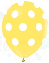 Sarı zemine beyaz Puantiyeli baskılı 12 inc balon