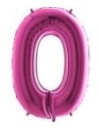 Sıfır Rakam Pembe Fuşya folyo rakam balon 40 inch 100 cm