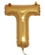 T harfi altın gold folyo balon süper kalite 14 inc 38 cm