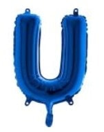 U harfi Mavi Folyo balon süper kalite 14 inc 38 cm