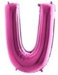 U harfi Pembe Fuşya folyo harf balon 40 inch 100 cm