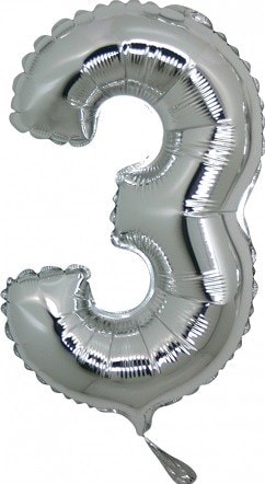 Üç rakam Numara gri gümüş folyo İthal kaliteli 14 inc 38 cm folyo balon
