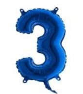 Üç rakam Numara Mavi folyo Balon İthal kaliteli 14 inc 38 cm folyo balon