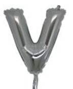 V harfi Gümüş Gri folyo balon süper kalite 14 inc 38 cm