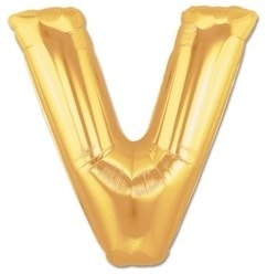 V harfi Sarı Altın Gold folyo harf balon 40 inch 100 cm