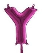 Y harfi Fuşya Ruby folyo balon süper kalite 14 inc 38 cm