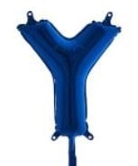 Y harfi Mavi Folyo balon süper kalite 14 inc 38 cm