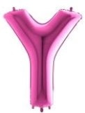 Y harfi Pembe Fuşya folyo harf balon 40 inch 100 cm