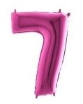 Yedi Rakam Pembe Fuşya folyo rakam balon 40 inch 100 cm