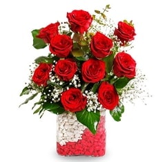 11 adet k�rm�z� g�l vazosu Ankara cicek cicekci