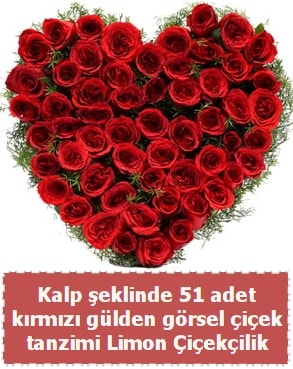 51 krmz glden kalp eklinde iek tanzim Ankara iek sat